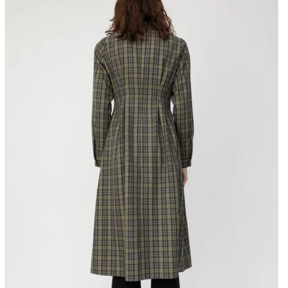 Moussy Waist Tuck Green Plaid Midi Shirt Dress Pleated with Pockets 1 or Small - Picture 3 of 17